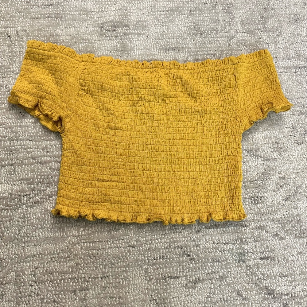 yellow smocked crop top